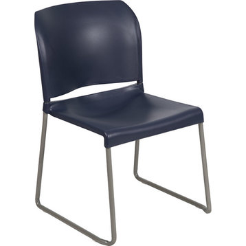 Navy Full Back Contoured Stack Chair, Gray Powder Coated Sled Base