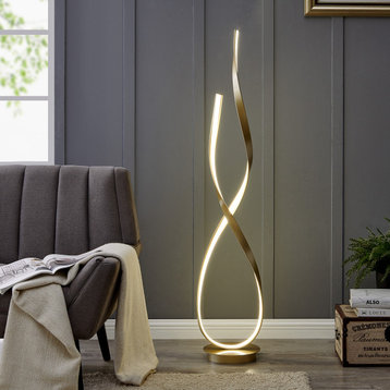 Finesse Decor Vienna LED 55" Tall Integrated LED Dimmable Floor Lamp, Sandy Gold