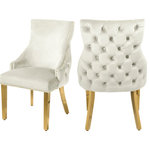 Meridian Furniture - The Tuft Dining Chair, Cream, Velvet, Set of 2 - Elegant and eye-catching, the stunning Cream Velvet Tuft Dining Chair from Meridian Furniture is the perfect addition to any space.