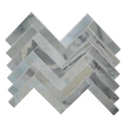 Ice Blue large herringbone stone mosaic tile - Mosaic Tile