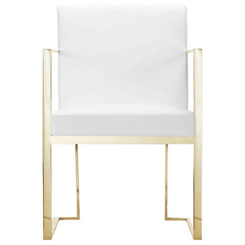 Gold Dexter Arm Chair, White