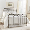 Madera Bed With Panels and Brass Plated Designs, Rustic Green Finish, Full