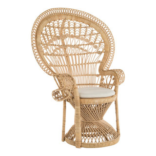 Grand Peacock Chair in Rattan With Seat Cushion Tropical