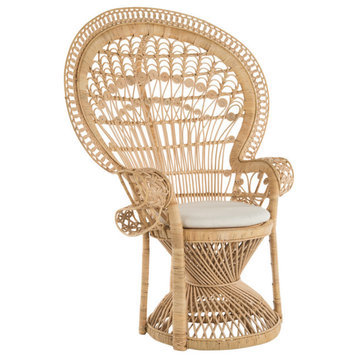 Grand Peacock Chair in Rattan With Seat Cushion, Natural-Brown