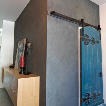 Clay plaster install for modern Calgary home