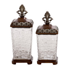 benzara beautiful and unique inspired style polystone glass jar set of 2 home decor - Decorative Glass Jars benzara beautiful and unique inspired style polystone glass jar set of 2 home decor - Decorative Glass Jars