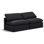 Meridian Furniture - Indulge Upholstered Modular Sofa, Black, 2-Piece: 2 Armless Chair, Down Stuffed Linen Textured Fabric - Experience ultimate comfort and style with our black linen textured fabric Indulge Sofa. The luxurious linen texture of the fabric will elevate the aesthetic of any room. This sofa provides ample space for you to relax while its modular build offers the option of unlimited configurations. Whether you're looking to add a stylish element to your living room or a comfortable seating option to your bedroom, this sofa is the perfect choice.