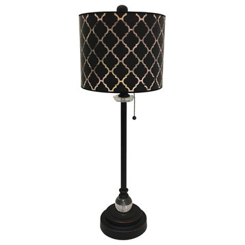 28" Crystal Lamp With Black Moroccan Tile Shade, Oil Rubbed Bronze, Single