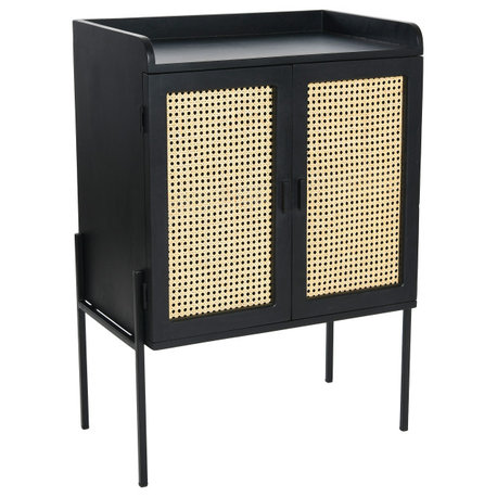 Metal & Mango Wood Cabinet, Black