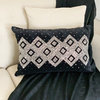 Decor Maisonette 100% Handmade Naya Lumbar Accent Throw Pillow, Black 16"x24"x4"