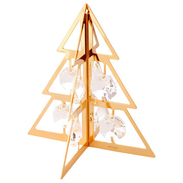24K Gold Plated Crystal Studded Christmas Tree Ornament Hanging Ornament
