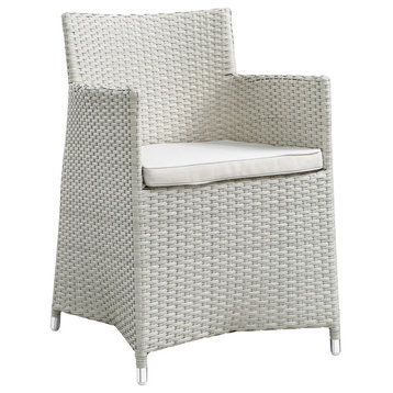 Modern Urban Contemporary Outdoor Patio Armchair, Gray White Plastic