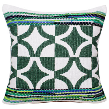 Boho Bordered Diamond Mosaic Textile Throw Pillow