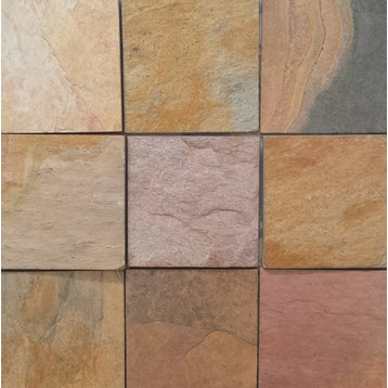 Indian Sunrise Slate Tiles, Natural Cleft Face/Back Finish, 24"x24", Set of 20