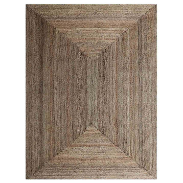 Hand Woven Jute Eco-friendly Area Rug Contemporary Beige, [Rectangle] 5'x8'