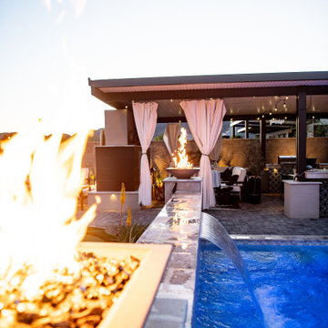 Fire pots/water feature
