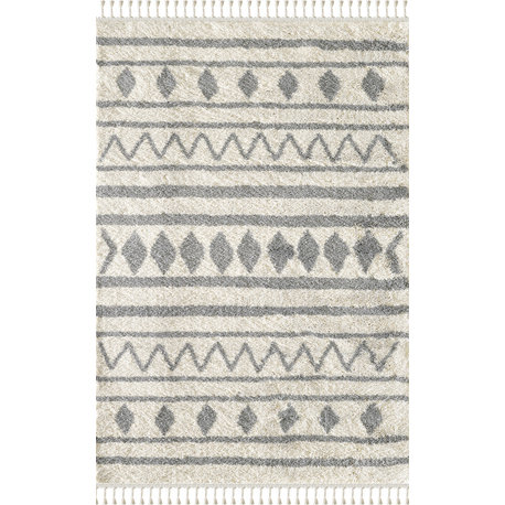 Abani Willow WIL120A Moroccan Tribal Ivory and Grey Area Rug