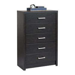 Prepac District 5-Drawer Chest in Washed Black - Dressers