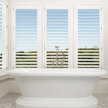 Contemporary White Bathroom Custom Window Shutters by Hunter Douglas