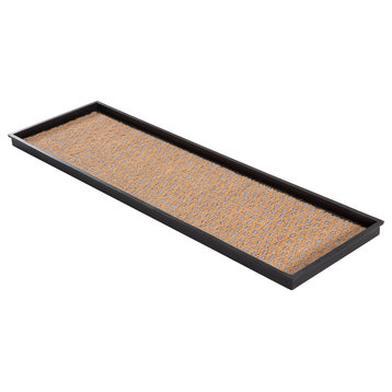46.5"x14"x1.5" Natural/Recycled Rubber Boot Tray Tan/Blue Coir Insert