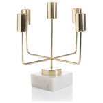 Zodax - Mannara Five Tier Brass and Marble Taper Candle Holder - Add ambient lighting to any occasion. This piece has a unique elegance and gives candlelight a beautiful presentation. It comes with five arms and ready to help your entryway, dining room or countertop glow.