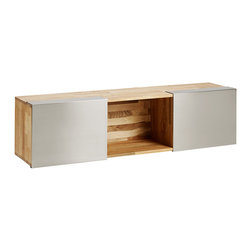 LAXseries Wall Mounted 3X Shelf with brushed nickel sliding covers` - Storage Cabinets