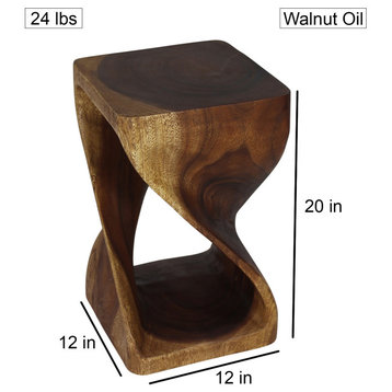 Haussmann® Original Wood Twist Stool 12 X 12 X 20 In High Walnut Oil