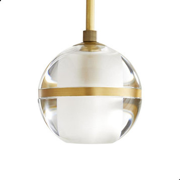 Noble Pendant, 1-Light, Clear Crystal, Antique Brass, 6"W (49063 3FM9V)