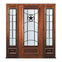 Prehung Side lights Door 80 Wood Mahogany Texan Texas Star 3/4 Lite - Front Doors