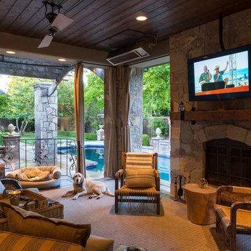 Outdoor Fireplace & TV Feature