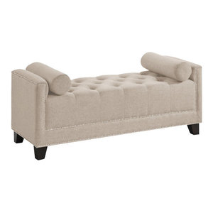 Baxton Studio Owstynn Linen Modern Banquette Bench Transitional