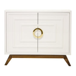 Worlds Away - Bernard White Lacquer Cabinet - Accent Chests And Cabinets