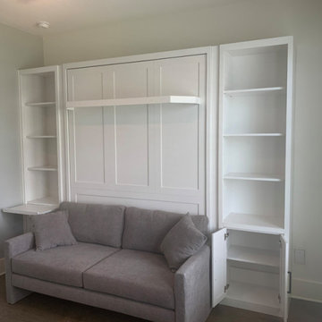Shaker Sofa Murphy Wall Bed with Lighted Shelf Leg and Side Pier Cabinets