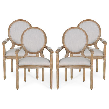 Aisenbrey Upholstered Dining Chair, Light Grey + Natural, Set of 4