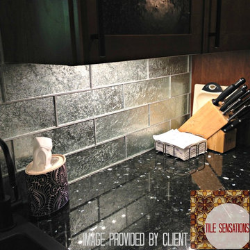 Silver Leaf Glass Tile Backsplash