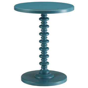 HomeRoots Teal Solid Wooden Spindle Side Table