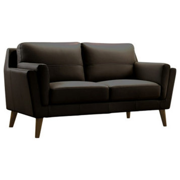 Benzara BM283615 Modern Loveseat, Spring Seat, Brown Leather Match Upholstery