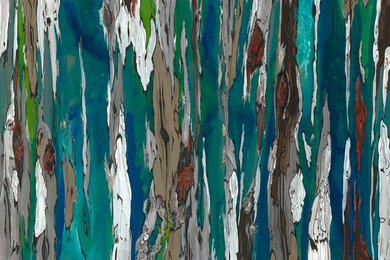 VERY LARGE tree wall art print abstract landscape teal blue artwork