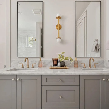 Elegant Dual Vanity with Brass Accents