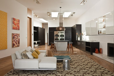 Inspiration for a contemporary living room remodel in Boston