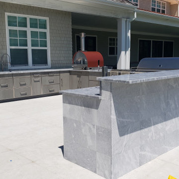 Resort like home boasts a resort like outdoor kitchen in BridgeHampton, NY