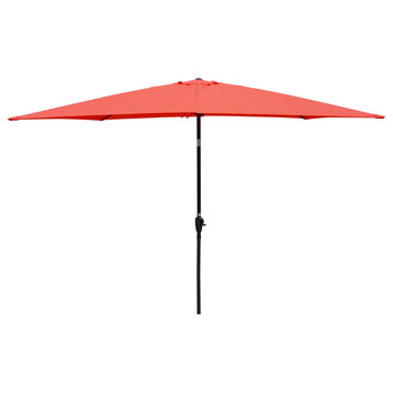 9' Outdoor Patio Market Umbrella With Push Button Tilt and Crank, Red