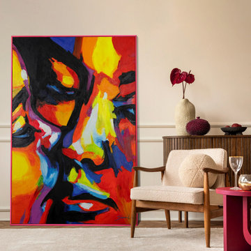 Framed bold colorful portrait wall art "Color of love"