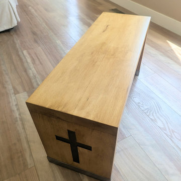 Custom Maple Hardwood Bench | Modern Dining & Entryway Bench with Cross Inlays
