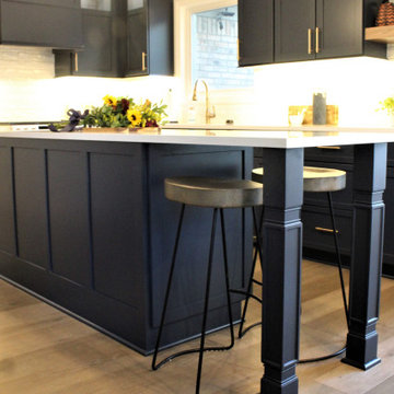 Starmark Kitchen in Bridgeport Blueberry w/ Walnut Oregano Floating Shelves