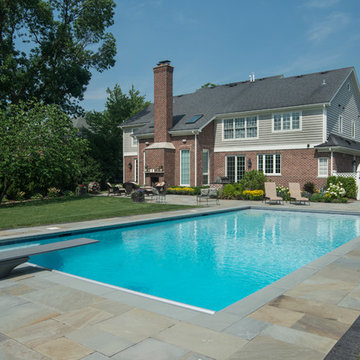 Burr Ridge, IL Swimming Pool With Sunshelf, Diving Board