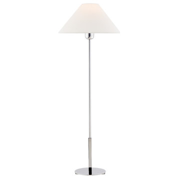 Hackney Buffet Lamp in Polished Nickel with Linen Shade