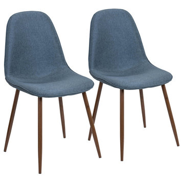 LumiSource Pebble Dining/Accent Chair, Walnut and Blue, Set of 2