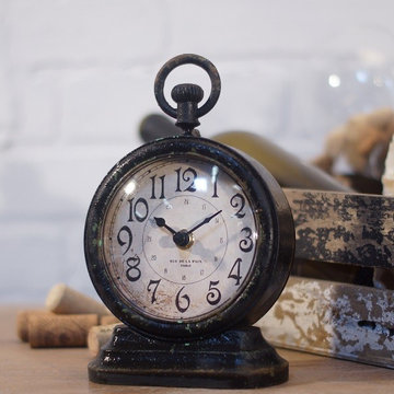 Metal Vintage Table Clock - Black