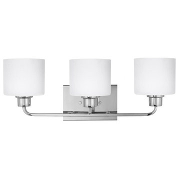 3 Light Bathroom Light Fixture-Chrome Finish-Incandescent Lamping Type
